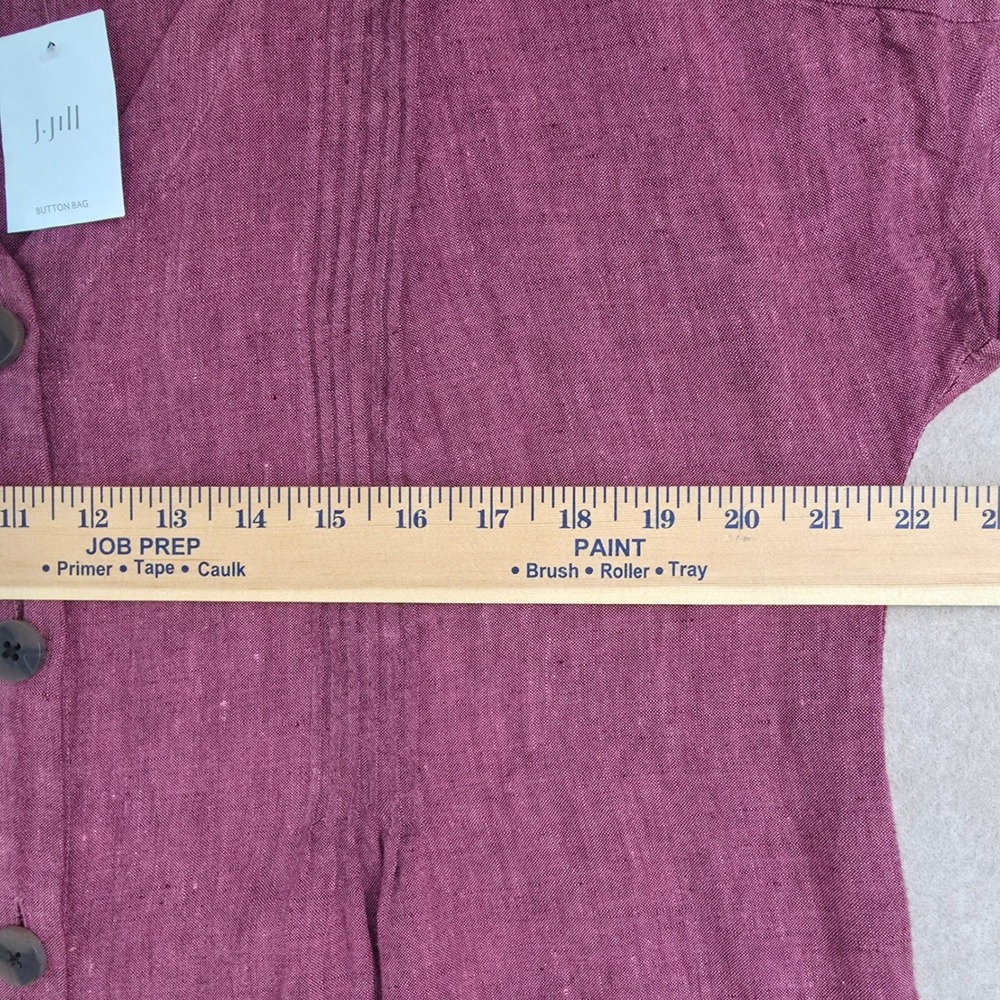 J Jill Love Linen Button Front Pintuck Dress Sz M Boxy Coastal Shift Lagenlook - Picture 10 of 13